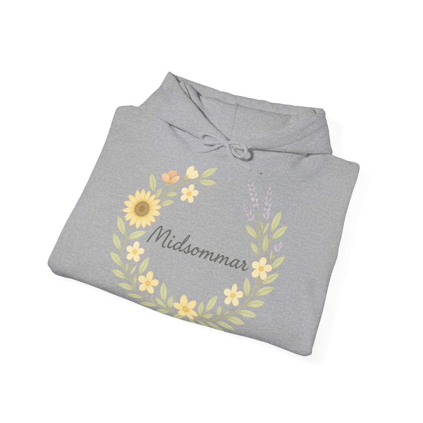 Midsommar Floral Hoodie, Unisex Sweatshirt, Boho Style Gift, Summer Celebration Apparel, Nature-Inspired Clothing
