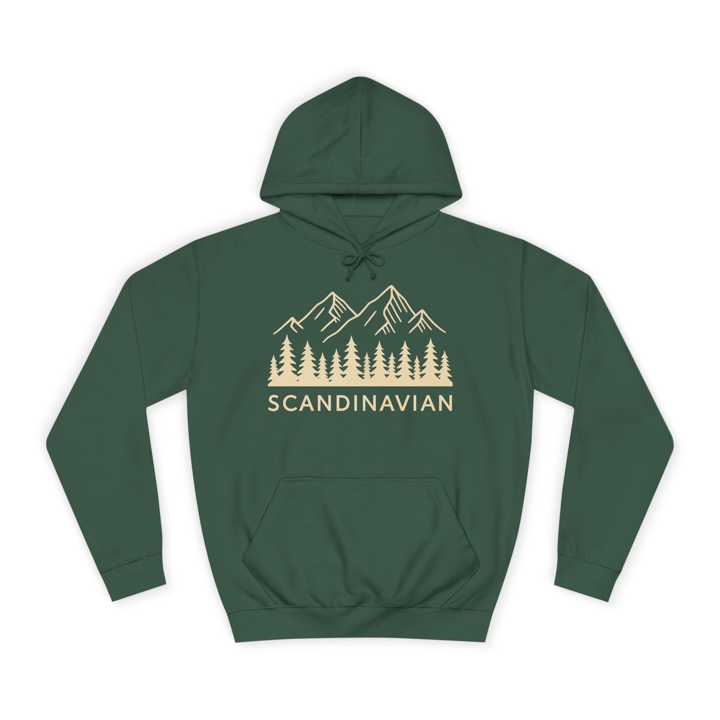 Scandinavian Adventure Unisex College Hoodie - Cozy Mountain Design