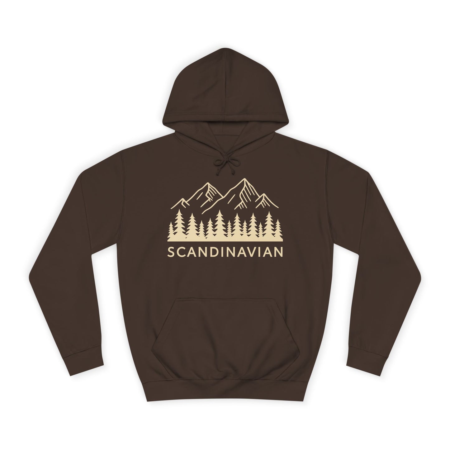 Scandinavian Adventure Unisex College Hoodie - Cozy Mountain Design