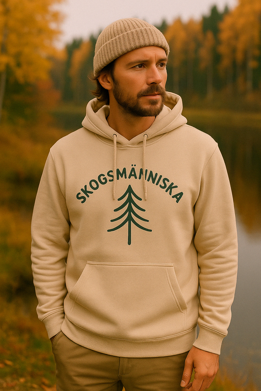 Skogsmänniska Nature-Inspired Hoodie, Cozy Sweatshirt for Outdoor Lovers, Perfect for Camping, Hiking, Gifts for Adventurers, Unisex Hoodie